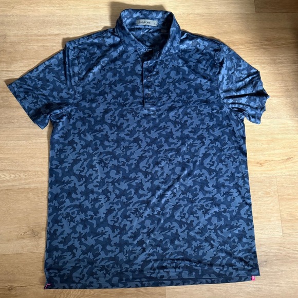 G/FORE Men's Mapped Icon Camo Tech Jersey Polo Blue Twilight Size XL - Picture 2 of 7